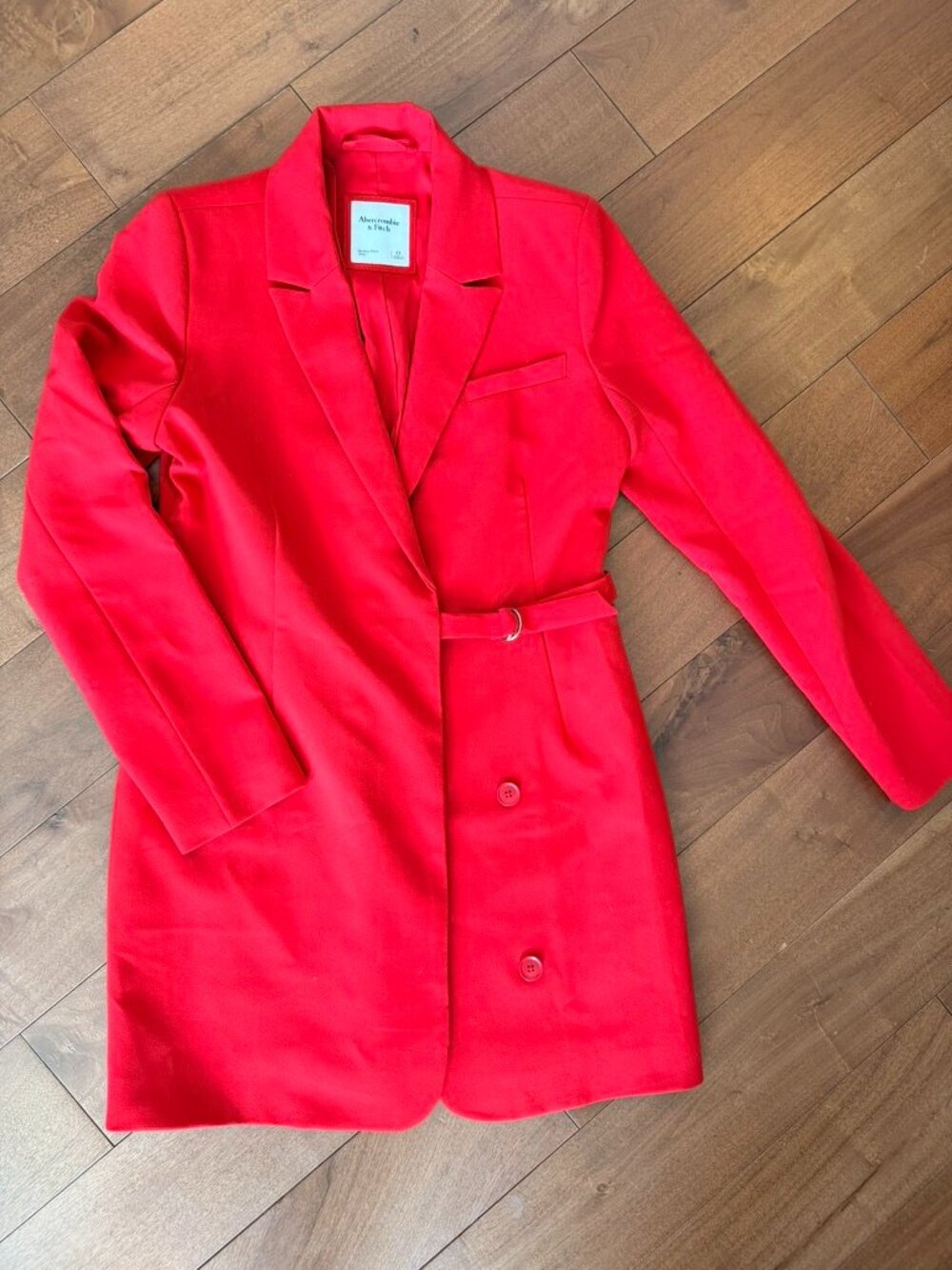 Abercrombie & Fitch Red Belted Blazer Jacket Longline XS